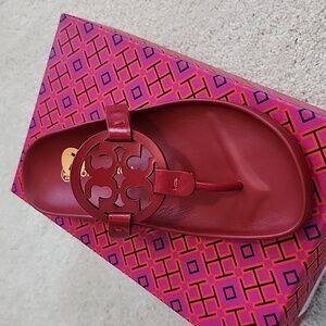 NIB & Bag Tory Burch Women's Red Miller Cloud Sandals Shoes Tory Red Size 7